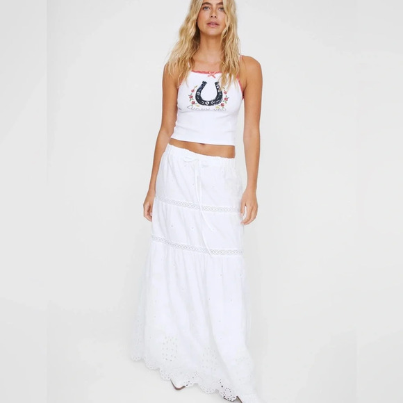 Nasty Gal Tops - Nasty Gal Lucky You Lace Trim Strappy Tank 🍒